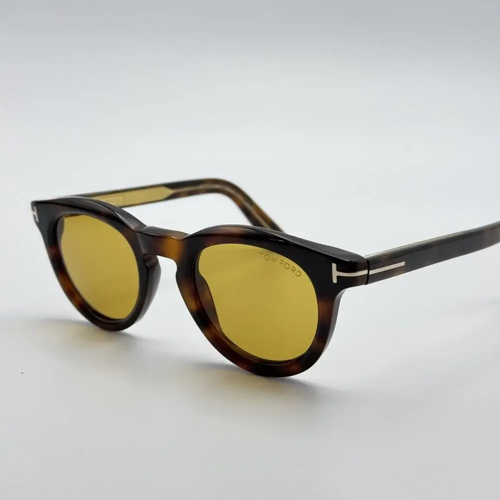 Tom Ford Sunglasses TF1325 53E Icon Collection Tortoise Round Pantos Amber Lens